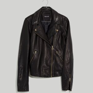 Madewell Black Leather Moto Jacket Asymmetrical Zipper